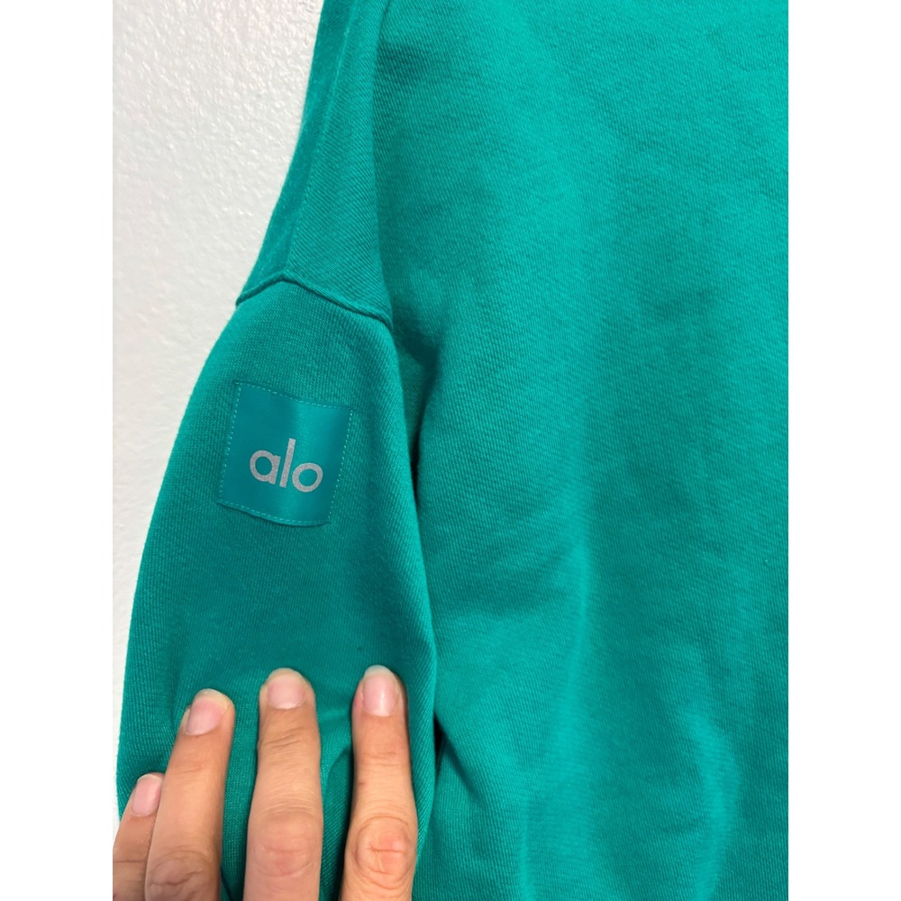 Alo Yoga Polo Club Henley Pullover Sweatshirt Green Cropped  Size S - Picture 8 of 8